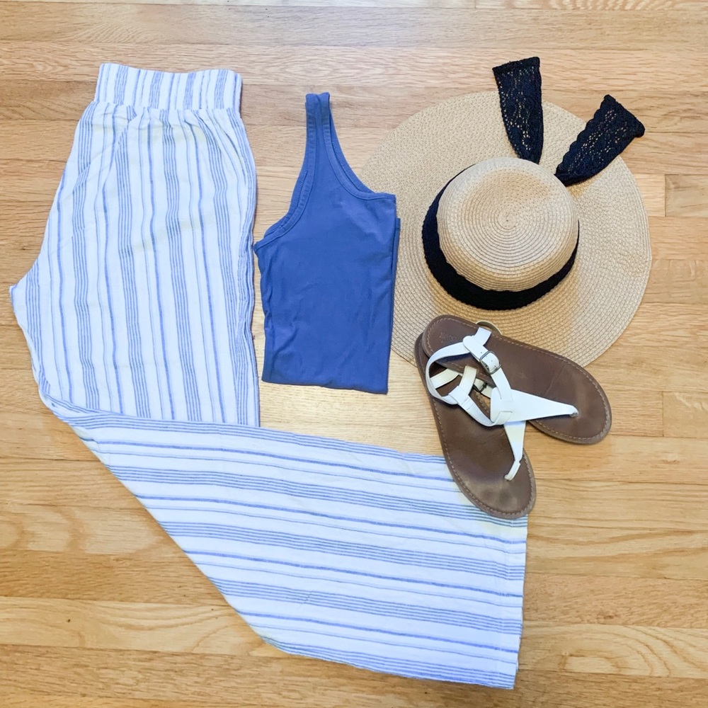 Linen Pants in Ocean Stripe